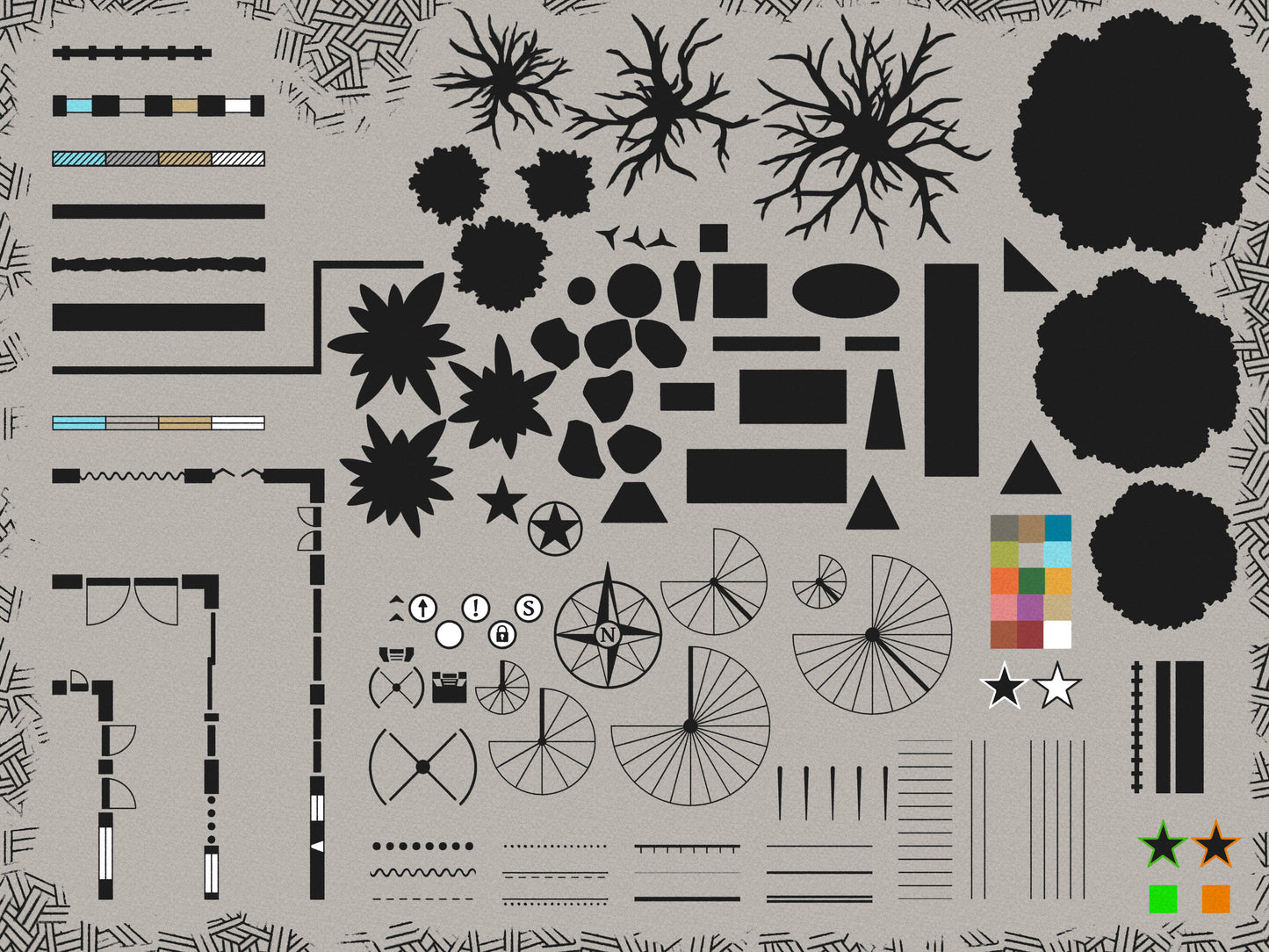 Dungeondraft Blueprint Assets Asset Kit - black white vector design set