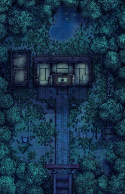 Hakurei Shrine Battlemap - overhead view japanese-style - Digital, Foundry VTT, Print
