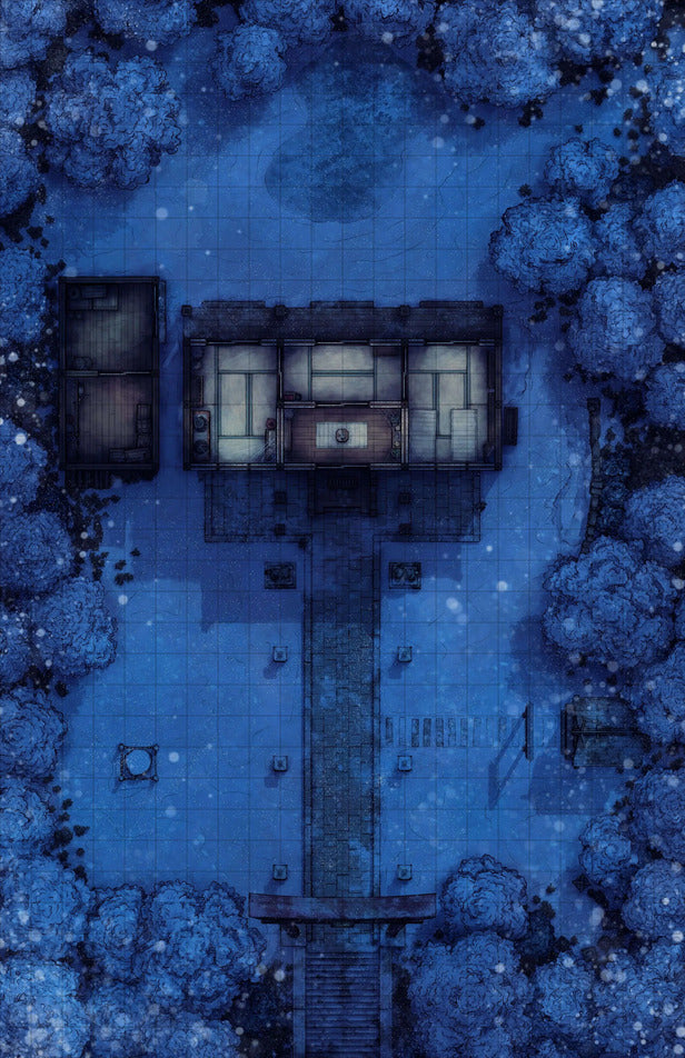 Hakurei Shrine Battlemap - snowy temple map - Digital, Foundry VTT, Print