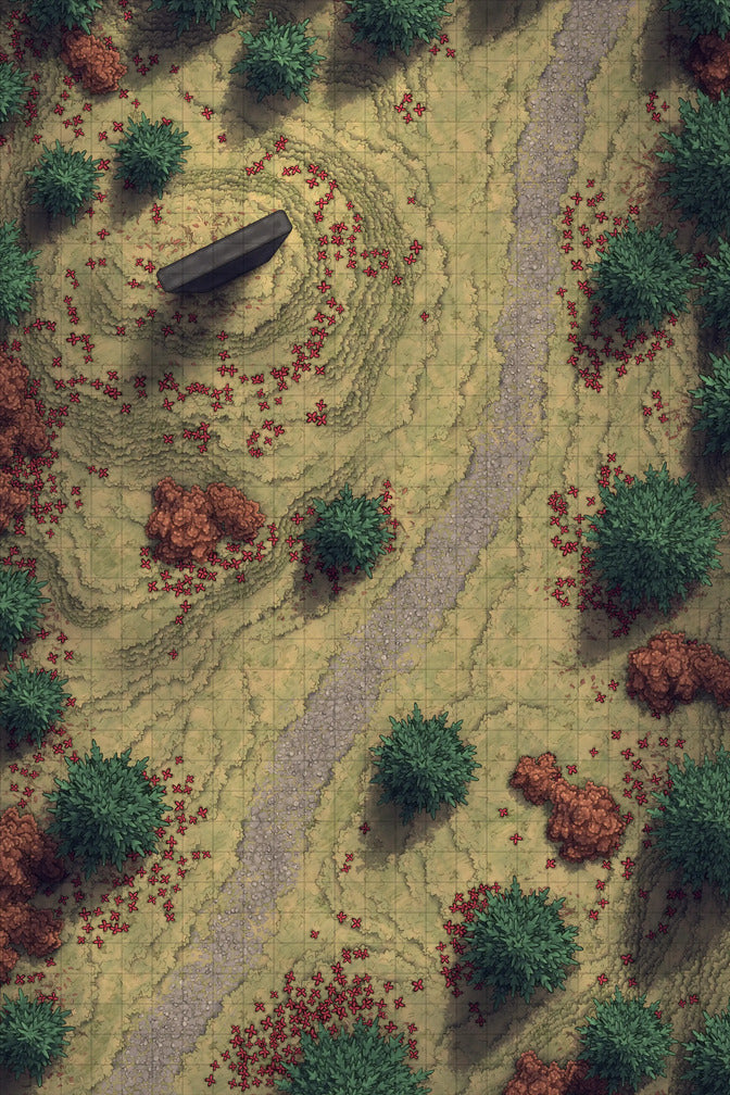 Grassy Road Battlemap - Grassy Road 24x36 Autumn Black Pillar