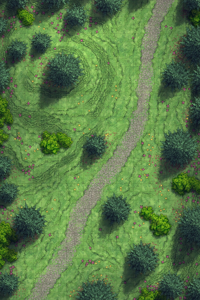 Grassy Road Battlemap - Grassy Road 24x36 Spring
