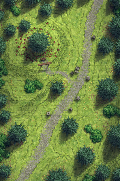 Grassy Road Battlemap - Grassy Road 24x36 Summer Shrine