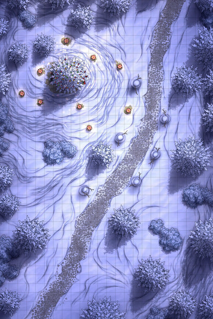 Grassy Road Battlemap - Grassy Road 24x36 Winter Christmas Tree