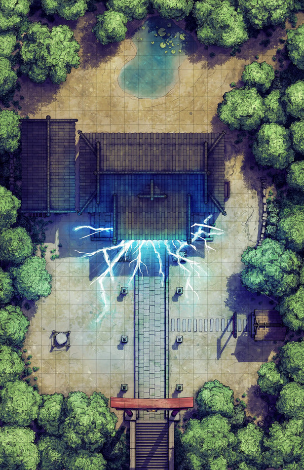 Hakurei Shrine Battlemap - japanese temple - Digital, Foundry VTT, Print