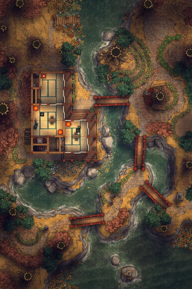 Japanese Tea House Battlemap - Japanese Tea House 24x36 Autumn 01