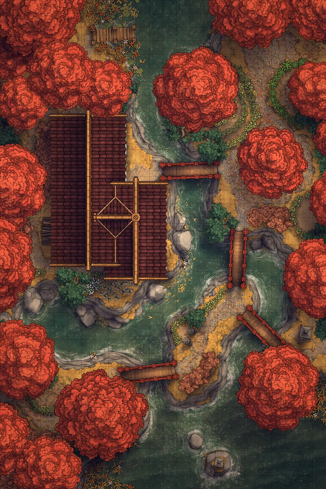 Japanese Tea House Battlemap - Japanese Tea House 24x36 Autumn 02