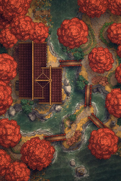 Japanese Tea House Battlemap - Japanese Tea House 24x36 Autumn 02