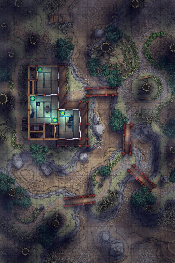Japanese Tea House Battlemap - Japanese Tea House 24x36 Desolate 01