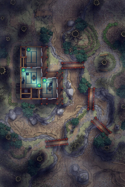 Japanese Tea House Battlemap - Japanese Tea House 24x36 Desolate 01