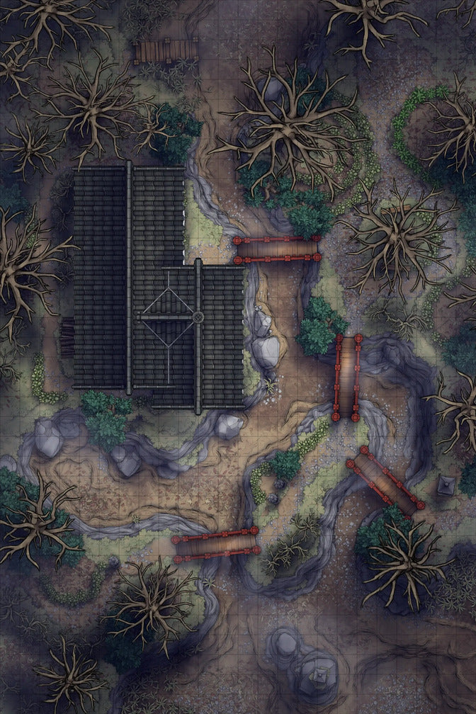 Japanese Tea House Battlemap - Japanese Tea House 24x36 Desolate 02