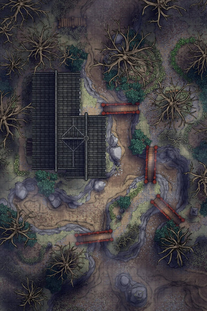 Japanese Tea House Battlemap - Japanese Tea House 24x36 Desolate 02
