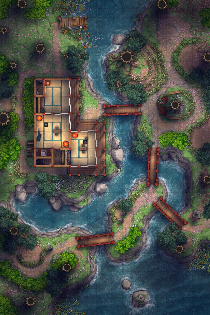Japanese Tea House Battlemap - Japanese Tea House 24x36 Spring 01