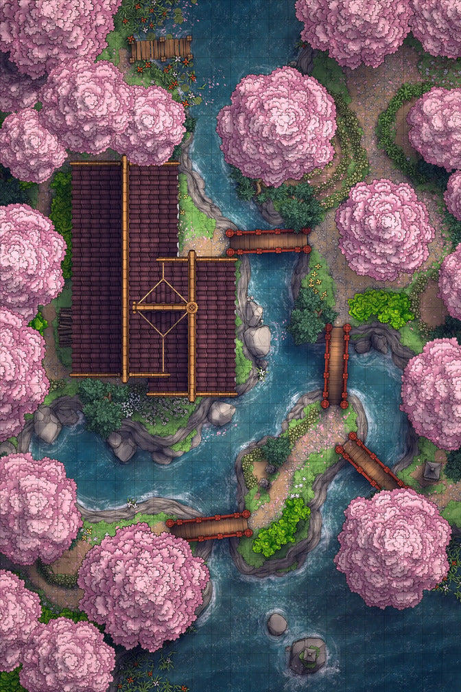 Japanese Tea House Battlemap - Japanese Tea House 24x36 Spring 02