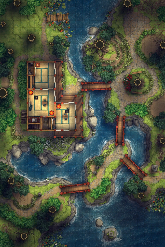 Japanese Tea House Battlemap - Japanese Tea House 24x36 Summer 01