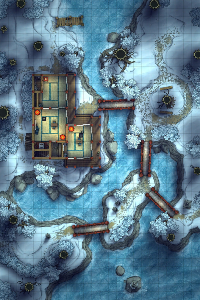 Japanese Tea House Battlemap - Japanese Tea House 24x36 Winter 01
