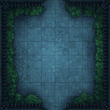 Modular Garden Tileset & Assets Battlemap - 8x8 I 02 Bordered Night - DnD Map, Foundry VTT, Print