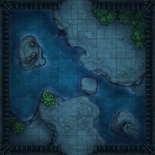 Modular Garden Tileset & Assets Battlemap - 8x8 I 03 Koi Night - DnD Map, Foundry VTT, Print