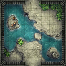 Modular Garden Tileset & Assets Battlemap - 8x8 I 03 Koi - DnD Map, Foundry VTT, Print