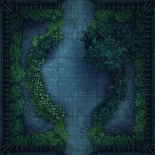 Modular Garden Tileset & Assets Battlemap - 8x8 I 05 Garden Night - DnD Map, Foundry VTT, Print