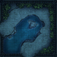 Modular Garden Tileset & Assets Battlemap - 8x8 L 02 Garden Night - DnD Map, Foundry VTT, Print