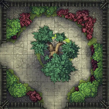 Modular Garden Tileset & Assets Battlemap - 8x8 L 03 Tree - DnD Map, Foundry VTT, Print