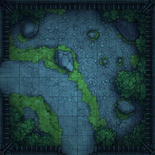 Modular Garden Tileset & Assets Battlemap - 8x8 L 04 Zen Night - DnD Map, Foundry VTT, Print