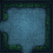 Modular Garden Tileset & Assets Battlemap - 8x8 L 05 Bordered Night - DnD Map, Foundry VTT, Print