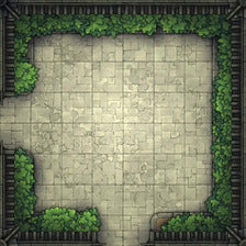 Modular Garden Tileset & Assets Battlemap - 8x8 L 05 Bordered - DnD Map, Foundry VTT, Print
