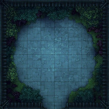 Modular Garden Tileset & Assets Battlemap - 8x8 O 03 Circle Night - DnD Map, Foundry VTT, Print