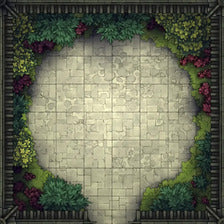 Modular Garden Tileset & Assets Battlemap - 8x8 O 03 Circle - DnD Map, Foundry VTT, Print
