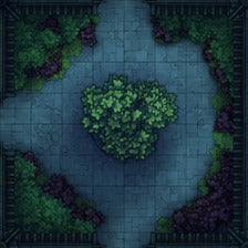 Modular Garden Tileset & Assets Battlemap - 8x8 T 02 Garden Night - DnD Map, Foundry VTT, Print