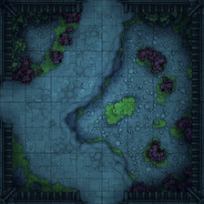 Modular Garden Tileset & Assets Battlemap - 8x8 T 04 Zen 2 Night - DnD Map, Foundry VTT, Print