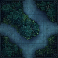 Modular Garden Tileset & Assets Battlemap - 8x8 X 02 Ring Night - DnD Map, Foundry VTT, Print