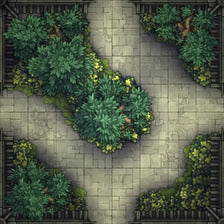 Modular Garden Tileset & Assets Battlemap - 8x8 X 02 Ring - DnD Map, Foundry VTT, Print