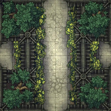 Modular Garden Tileset & Assets Battlemap - 8x8 X 03 Cross - DnD Map, Foundry VTT, Print