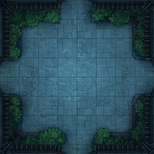 Modular Garden Tileset & Assets Battlemap - 8x8 X 04 Bordered Night - DnD Map, Foundry VTT, Print