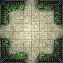 Modular Garden Tileset & Assets Battlemap - 8x8 X 04 Bordered - DnD Map, Foundry VTT, Print