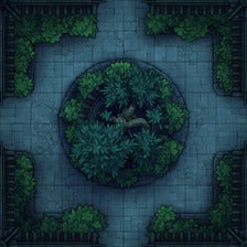 Modular Garden Tileset & Assets Battlemap - 8x8 X 05 Bordered Block Night - DnD Map, Foundry VTT, Print