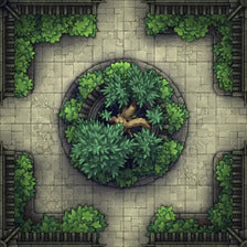 Modular Garden Tileset & Assets Battlemap - 8x8 X 05 Bordered Block - DnD Map, Foundry VTT, Print