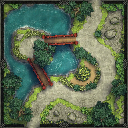 Modular Garden Tileset & Assets Battlemap - 16x16 I 01 Zen - DnD Map, Foundry VTT, Print