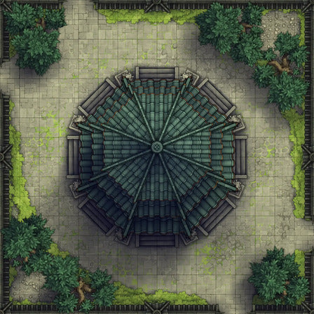Modular Garden Tileset & Assets Battlemap - 16x16 X 02 Pagoda - DnD Map, Foundry VTT, Print