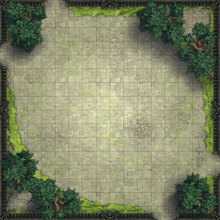 Modular Garden Tileset & Assets Battlemap - 16x16 X 03 Plaza Empty - DnD Map, Foundry VTT, Print