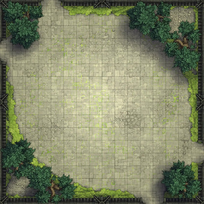 Modular Garden Tileset & Assets Battlemap - 16x16 X 03 Plaza Empty - DnD Map, Foundry VTT, Print