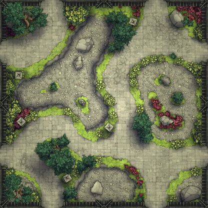 Modular Garden Tileset & Assets Battlemap - 16x16 X 05 Zen Eight - DnD Map, Foundry VTT, Print