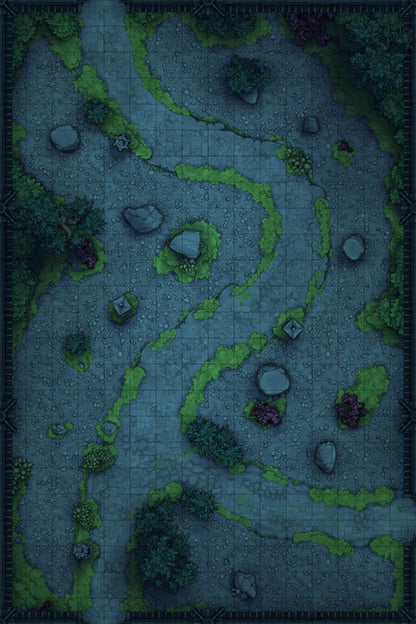 Modular Garden Tileset & Assets Battlemap - 16x24 T 01 Zen Night - DnD Map, Foundry VTT, Print