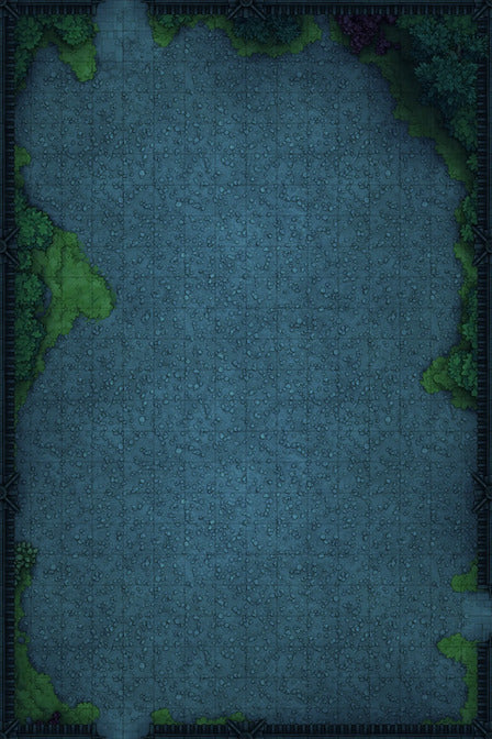 Modular Garden Tileset & Assets Battlemap - 16x24 T 02 Zen Empty Night - DnD Map, Foundry VTT, Print