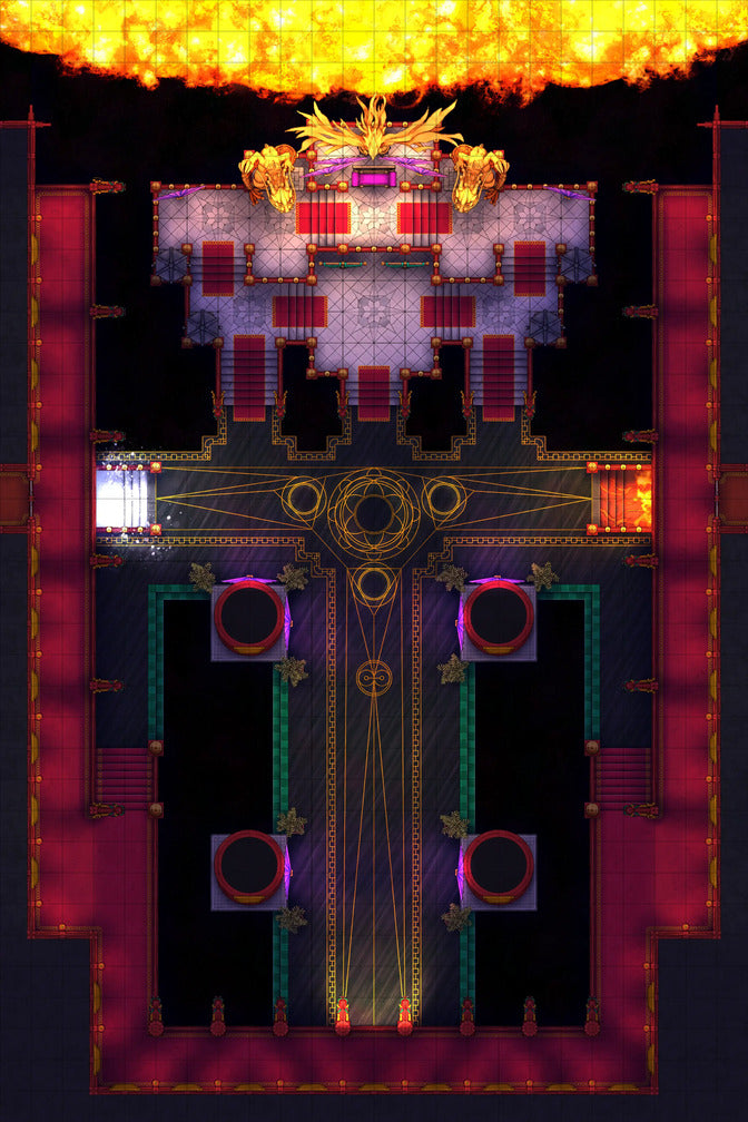 Phoenix King’s Throne Room Battlemap - ornate temple map - Digital, Foundry VTT, Print