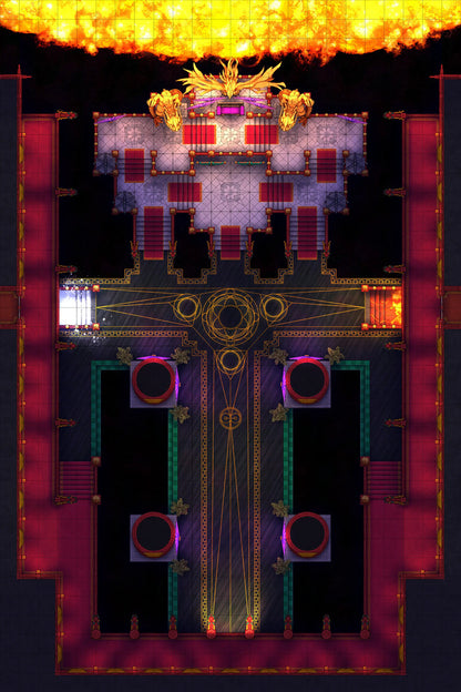 Phoenix King’s Throne Room Battlemap - ornate temple map - Digital, Foundry VTT, Print