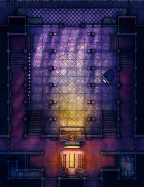 Scarlet Devil Mansion Ballroom & Library Battlemap - ornate ballroom battle map - Digital, Foundry VTT, Print