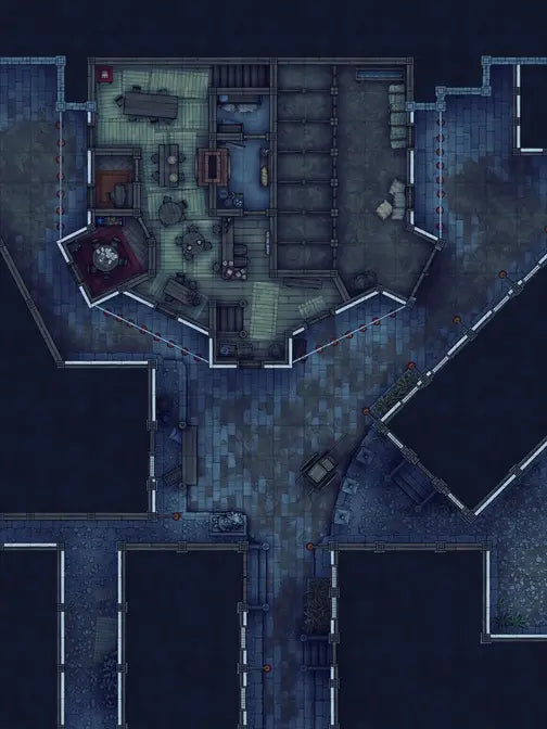 Silk Pony Inn Battlemap - overhead view floor plan - Digital, Foundry VTT, Print